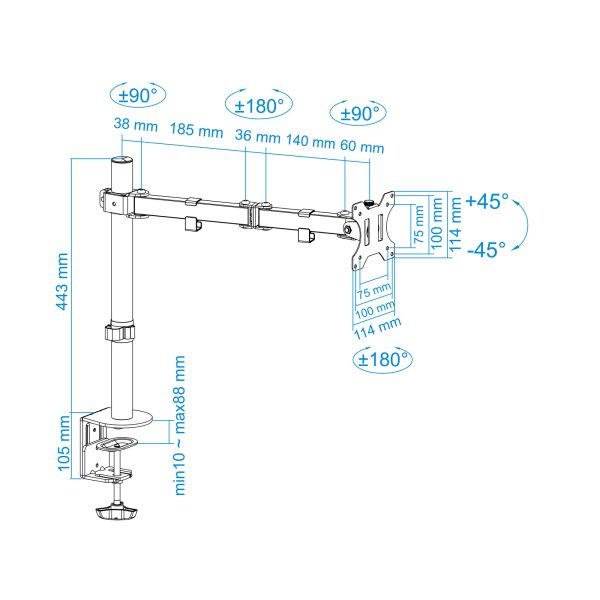 DB1032TN B 10 1 600x600 - Suporte de Mesa para Monitor DB1032TN-B