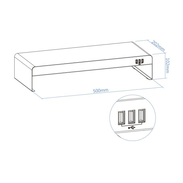 TQMR0124 03 600x600 - Suporte para monitor/laptop com 3 portas USB